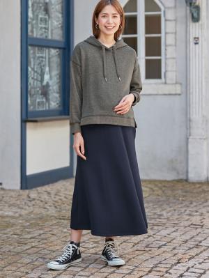 マタニティ トップス|【極暖】裏シャギーあったかパーカー【出産後も長く使える】|杢チャコール