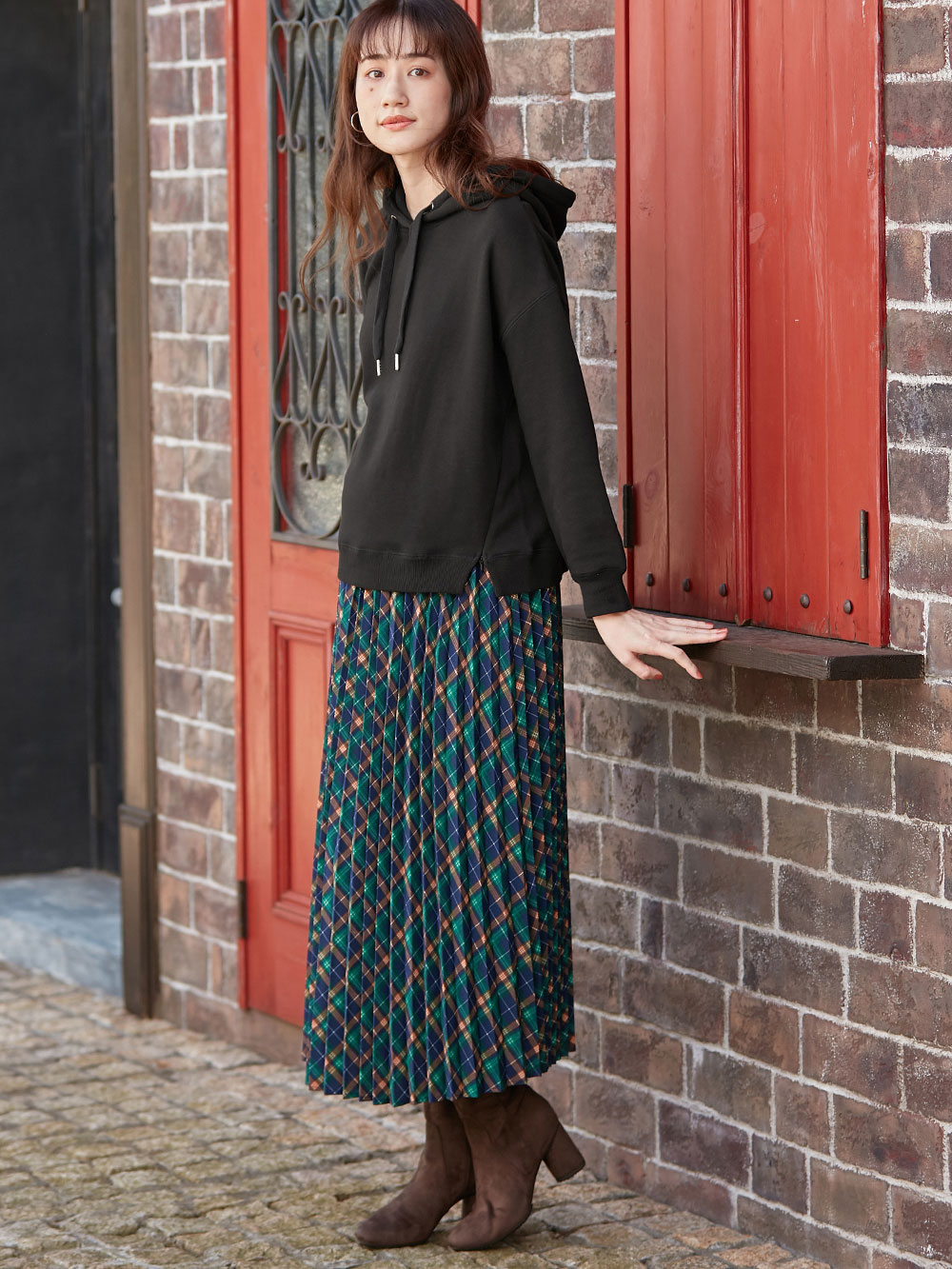 マタニティ トップス|【極暖】裏シャギーあったかパーカー【出産後も長く使える】|ブラック