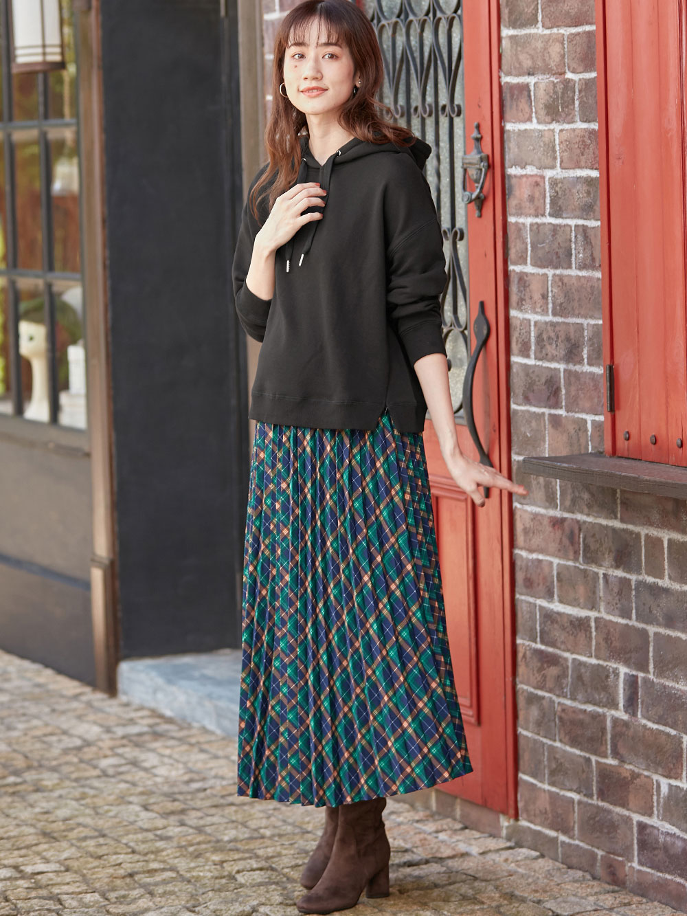 マタニティ トップス|【極暖】裏シャギーあったかパーカー【出産後も長く使える】|ブラック