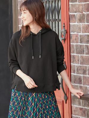 マタニティ トップス|【極暖】裏シャギーあったかパーカー【出産後も長く使える】|ブラック