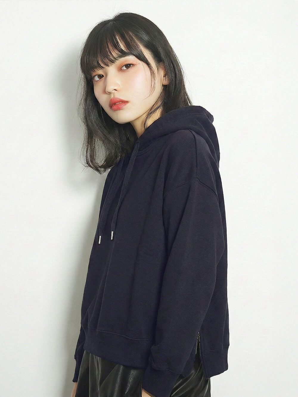 マタニティ トップス|【極暖】裏シャギーあったかパーカー【出産後も長く使える】|ネイビー