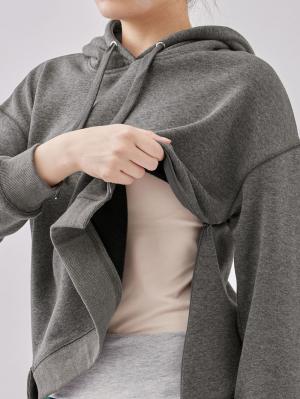 マタニティ トップス|【極暖】裏シャギーあったかパーカー【出産後も長く使える】