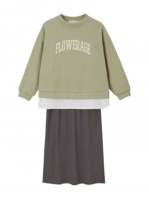 マタニティ ワンピース|Rosemadame（ローズマダム）　カレッジロゴレイヤード風ワンピース　マタニティ・産後授乳服【出産後も長く使える】|カーキ