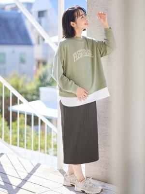 マタニティ ワンピース|Rosemadame（ローズマダム）　カレッジロゴレイヤード風ワンピース　マタニティ・産後授乳服【出産後も長く使える】|カーキ