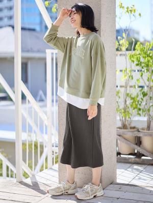 マタニティ ワンピース|Rosemadame（ローズマダム）　カレッジロゴレイヤード風ワンピース　マタニティ・産後授乳服【出産後も長く使える】|カーキ