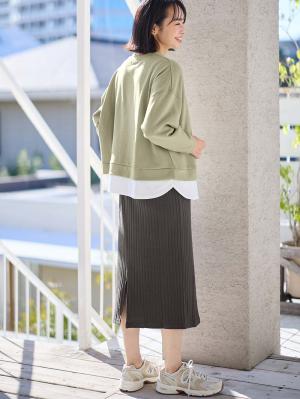 マタニティ ワンピース|Rosemadame（ローズマダム）　カレッジロゴレイヤード風ワンピース　マタニティ・産後授乳服【出産後も長く使える】|カーキ