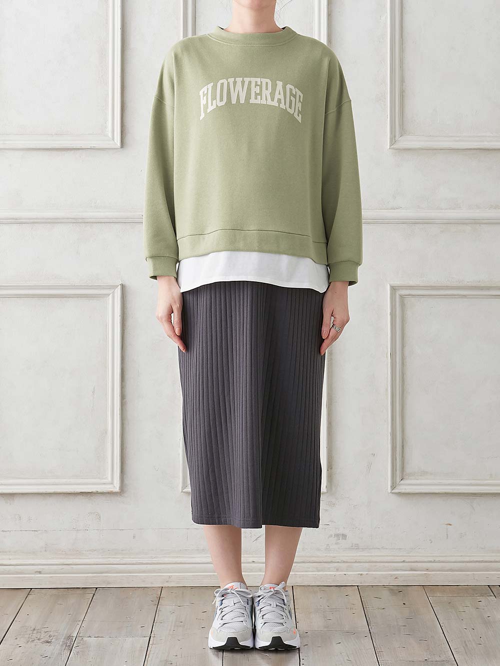 マタニティ ワンピース|Rosemadame（ローズマダム）　カレッジロゴレイヤード風ワンピース　マタニティ・産後授乳服【出産後も長く使える】