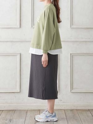 マタニティ ワンピース|Rosemadame（ローズマダム）　カレッジロゴレイヤード風ワンピース　マタニティ・産後授乳服【出産後も長く使える】