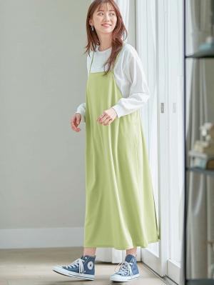 マタニティ ワンピース|Rosemadame（ローズマダム）　カットソーキャミワンピ&トップスセット　マタニティ・産後授乳服【出産後も長く使える】|ライトグリーン