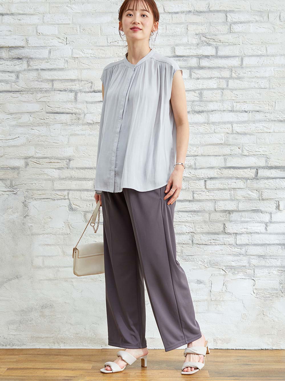 マタニティ パンツ|Rosemadame（ローズマダム）　カットソーセンタープレスパンツ　マタニティ・産後|チャコール