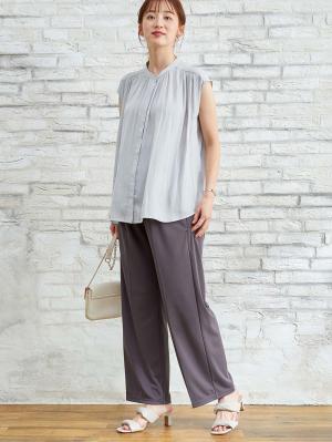 マタニティ パンツ|Rosemadame（ローズマダム）　カットソーセンタープレスパンツ　マタニティ・産後|チャコール