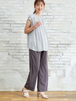 マタニティ パンツ|Rosemadame（ローズマダム）　カットソーセンタープレスパンツ　マタニティ・産後|チャコール