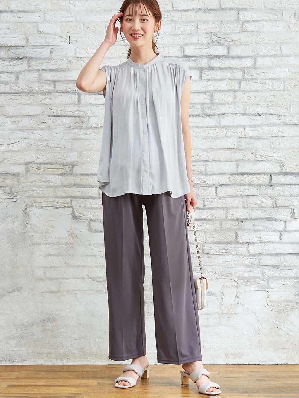 マタニティ パンツ|Rosemadame（ローズマダム）　カットソーセンタープレスパンツ　マタニティ・産後|チャコール