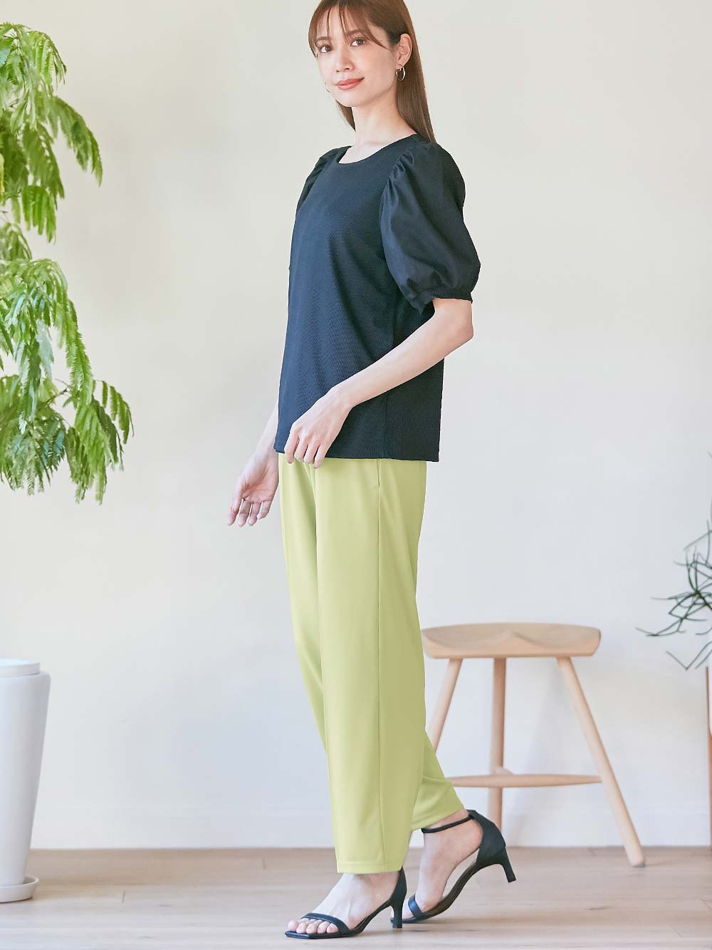 マタニティ パンツ|Rosemadame（ローズマダム）　カットソーセンタープレスパンツ　マタニティ・産後|ライトグリーン