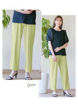 マタニティ パンツ|Rosemadame（ローズマダム）　カットソーセンタープレスパンツ　マタニティ・産後|ライトグリーン