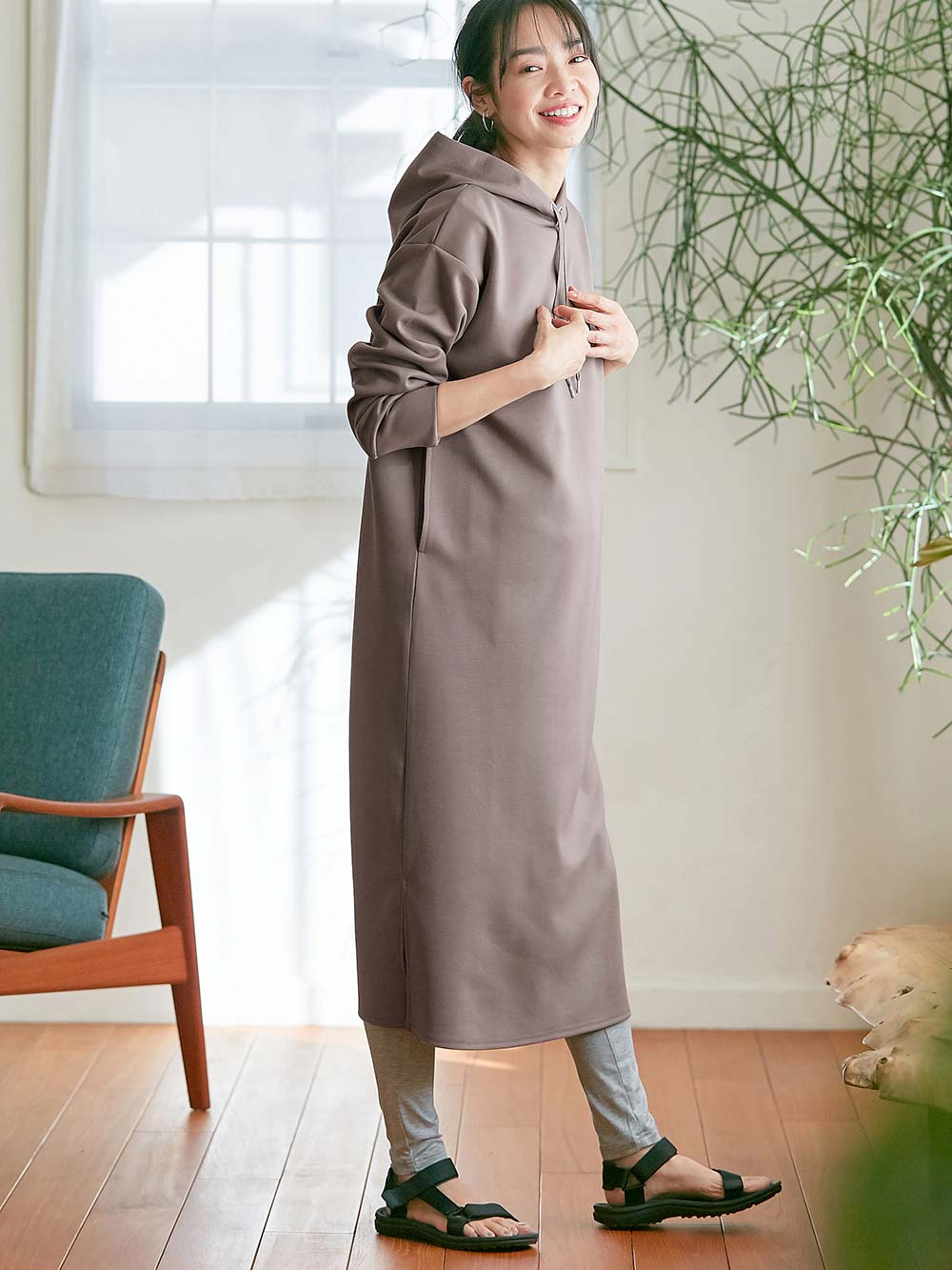 マタニティ ワンピース|Rosemadame（ローズマダム）　パーカーワンピース　マタニティ・産後授乳服【出産後も長く使える】|チャコール