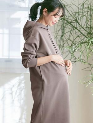 マタニティ ワンピース|Rosemadame（ローズマダム）　パーカーワンピース　マタニティ・産後授乳服【出産後も長く使える】|チャコール