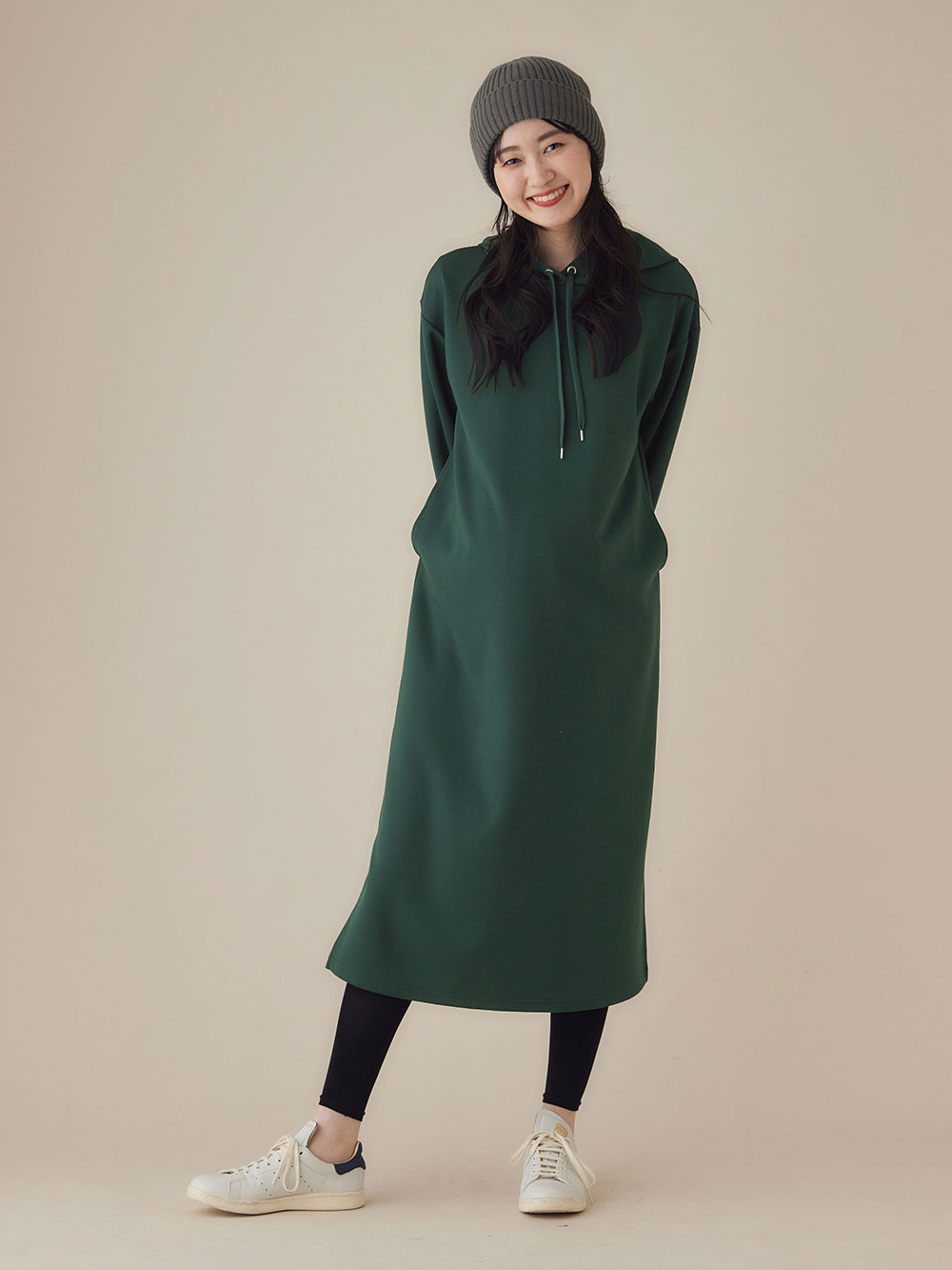 マタニティ ワンピース|Rosemadame（ローズマダム）　パーカーワンピース　マタニティ・産後授乳服【出産後も長く使える】|グリーン