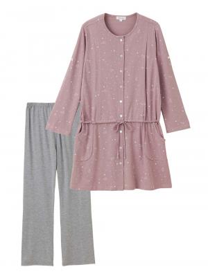 Rosemadame（ローズマダム）　星柄×ロゴプリント天竺素材長袖パジャマ　マタニティ・産後授乳パジャマ【出産後も長く使える】 10301