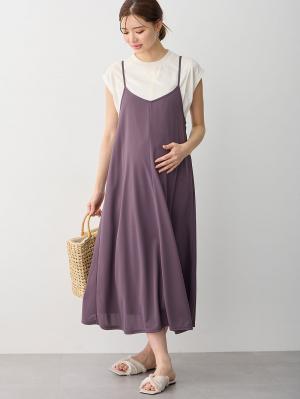 マタニティ ワンピース|Rosemadame(ローズマダム) 天竺汗染み防止トップス&接触冷感キャミワンピセット マタニティ・産後授乳服【出産後も長く使える】|パープル