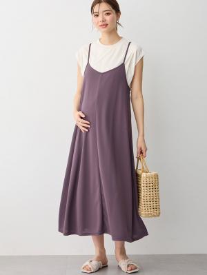 マタニティ ワンピース|Rosemadame(ローズマダム) 天竺汗染み防止トップス&接触冷感キャミワンピセット マタニティ・産後授乳服【出産後も長く使える】|パープル