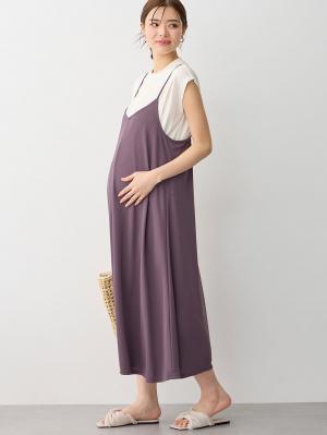 マタニティ ワンピース|Rosemadame(ローズマダム) 天竺汗染み防止トップス&接触冷感キャミワンピセット マタニティ・産後授乳服【出産後も長く使える】|パープル