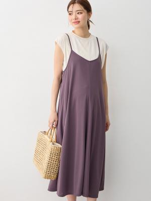 マタニティ ワンピース|Rosemadame(ローズマダム) 天竺汗染み防止トップス&接触冷感キャミワンピセット マタニティ・産後授乳服【出産後も長く使える】|パープル