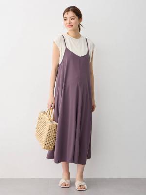 マタニティ ワンピース|Rosemadame(ローズマダム) 天竺汗染み防止トップス&接触冷感キャミワンピセット マタニティ・産後授乳服【出産後も長く使える】|パープル