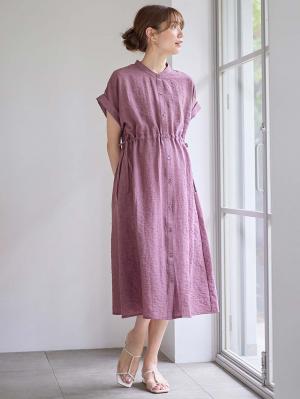 マタニティ ワンピース|Rosemadame（ローズマダム）　リネン風ドロストワンピース　マタニティ・産後授乳服【出産後も長く使える】|パープル