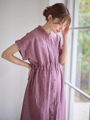 マタニティ ワンピース|Rosemadame（ローズマダム）　リネン風ドロストワンピース　マタニティ・産後授乳服【出産後も長く使える】|パープル