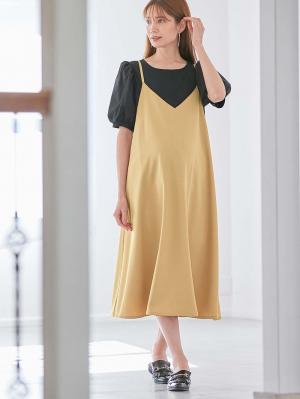 Rosemadame（ローズマダム）　パフスリーブ半袖トップス&キャミワンピセット　マタニティ・産後授乳服【出産後も長く使える】10308