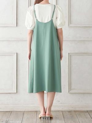 マタニティ ワンピース|Rosemadame（ローズマダム）　パフスリーブ半袖トップス&キャミワンピセット　マタニティ・産後授乳服【出産後も長く使える】