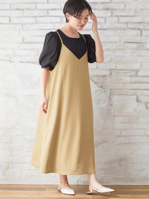 マタニティ ワンピース|Rosemadame（ローズマダム）　パフスリーブ半袖トップス&キャミワンピセット　マタニティ・産後授乳服【出産後も長く使える】