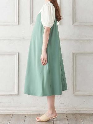 マタニティ ワンピース|Rosemadame（ローズマダム）　パフスリーブ半袖トップス&キャミワンピセット　マタニティ・産後授乳服【出産後も長く使える】