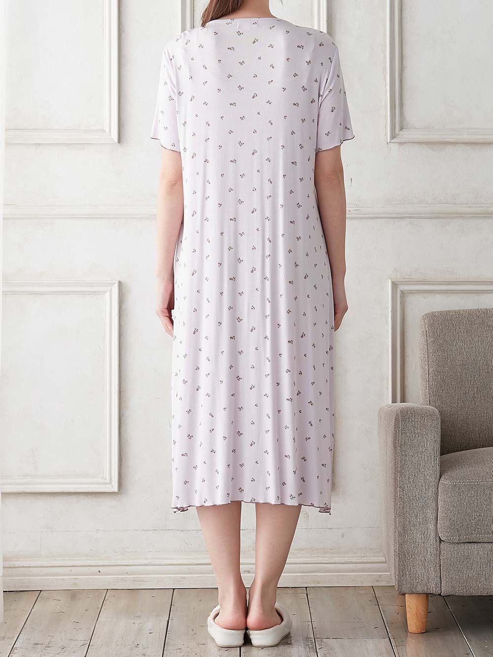 マタニティ パジャマ・ルームウェア|Rosemadame（ローズマダム）　小花柄半袖ルームワンピース　マタニティ・産後授乳パジャマ【出産後も長く使える】