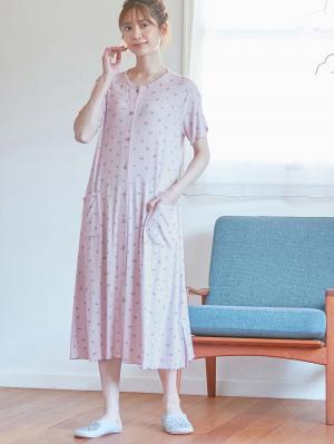 マタニティ パジャマ・ルームウェア|Rosemadame（ローズマダム）　小花柄半袖ルームワンピース　マタニティ・産後授乳パジャマ【出産後も長く使える】