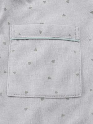 マタニティ パジャマ・ルームウェア|Rosemadame（ローズマダム）　ハートプリント天竺素材半袖パジャマ　マタニティ・産後授乳パジャマ【出産後も長く使える】|サックス