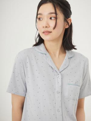 マタニティ パジャマ・ルームウェア|Rosemadame（ローズマダム）　ハートプリント天竺素材半袖パジャマ　マタニティ・産後授乳パジャマ【出産後も長く使える】|サックス