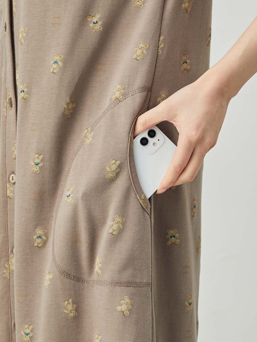 マタニティ パジャマ・ルームウェア|Rosemadame(ローズマダム) クマプリント天竺素材半袖ネグリジェパジャマ マタニティ・産後授乳パジャマ【出産後も長く使える】