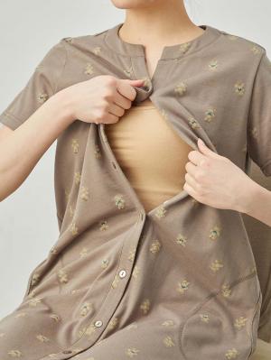 マタニティ パジャマ・ルームウェア|Rosemadame(ローズマダム) クマプリント天竺素材半袖ネグリジェパジャマ マタニティ・産後授乳パジャマ【出産後も長く使える】