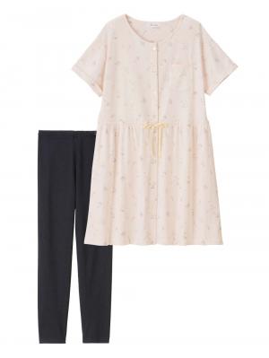 マタニティ パジャマ・ルームウェア|Rosemadame（ローズマダム）　スタープリント天竺素材半袖パジャマ　マタニティ・産後授乳パジャマ【出産後も長く使える】|ピンク