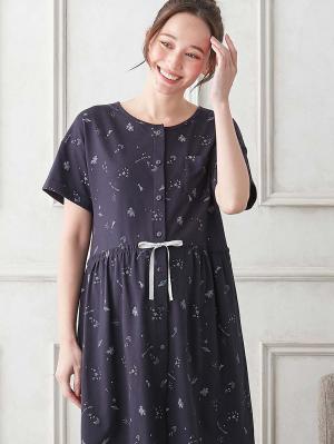 マタニティ パジャマ・ルームウェア|Rosemadame（ローズマダム）　スタープリント天竺素材半袖パジャマ　マタニティ・産後授乳パジャマ【出産後も長く使える】|ネイビー