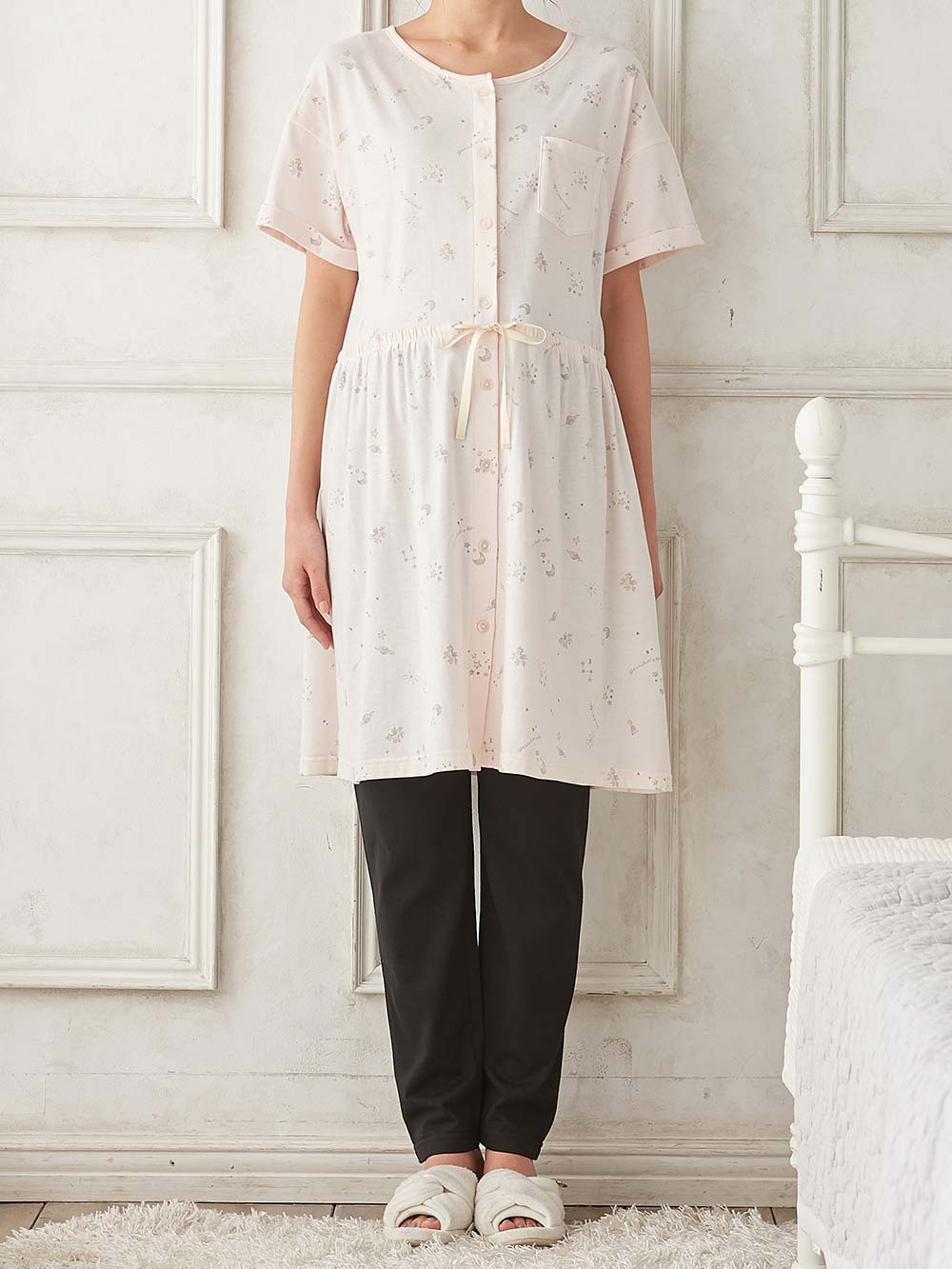 マタニティ パジャマ・ルームウェア|Rosemadame（ローズマダム）　スタープリント天竺素材半袖パジャマ　マタニティ・産後授乳パジャマ【出産後も長く使える】