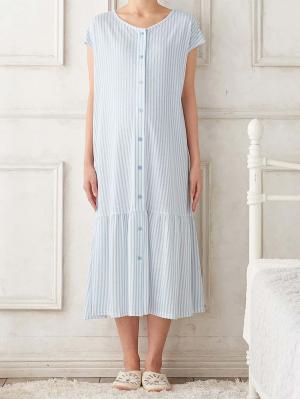 マタニティ パジャマ・ルームウェア|Rosemadame（ローズマダム）　ストライププリント天竺素材半袖ネグリジェパジャマ　マタニティ・産後授乳パジャマ【出産後も長く使える】