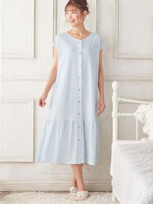 マタニティ パジャマ・ルームウェア|Rosemadame（ローズマダム）　ストライププリント天竺素材半袖ネグリジェパジャマ　マタニティ・産後授乳パジャマ【出産後も長く使える】