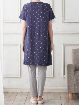 マタニティ パジャマ・ルームウェア|Rosemadame（ローズマダム）　パターンメッシュフラワープリント半袖パジャマ　マタニティ・産後授乳パジャマ【出産後も長く使える】