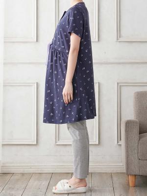 マタニティ パジャマ・ルームウェア|Rosemadame（ローズマダム）　パターンメッシュフラワープリント半袖パジャマ　マタニティ・産後授乳パジャマ【出産後も長く使える】