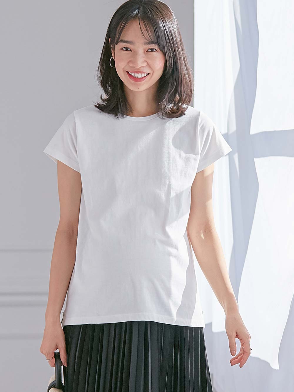 綿混やわらかシンプルTEE