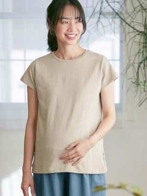 綿混やわらかシンプルTEE　マタニティ・産後授乳服【出産後も長く使える】10317