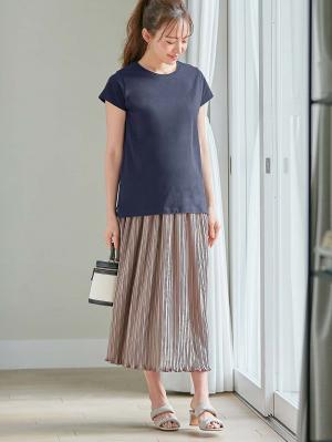 マタニティ トップス|綿混やわらかシンプルTEE　マタニティ・産後授乳服【出産後も長く使える】|ネイビー